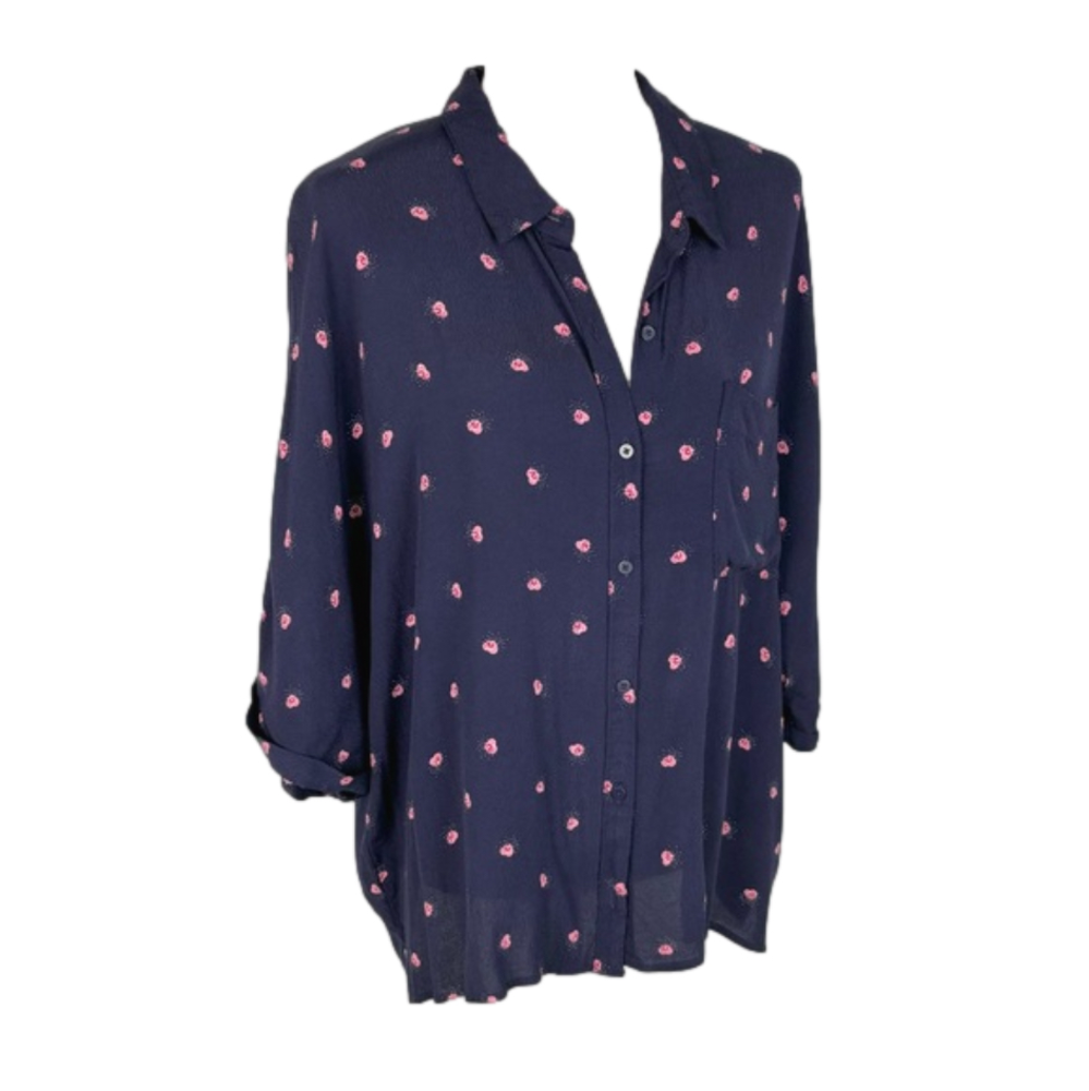 Reitmans navy heart-print shirt